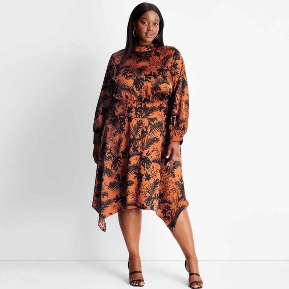 Target Future Collective Kahlana Women's Long Sleeve Mock Neck A-Line Dress, 4X
